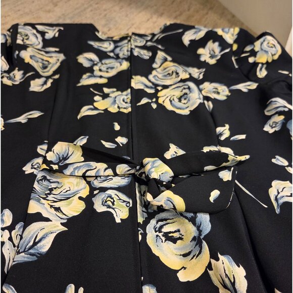 Vtg Kathie Lee Sz 14 Maxi Dress Black Pastel Tie Back Pintuck Pleat - Picture 14 of 16